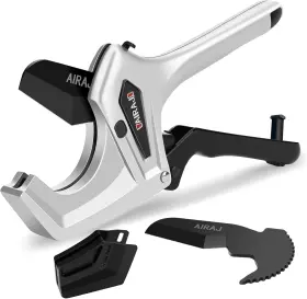 Airaj 744759752963 Ratchet Pvc Pipe Cutter Heavy Duty Cuts Up To 3 Inches With One