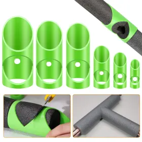 Eeekitonline 655887833342 6pcs Pipe Insulation Cutting Guide Tool 15-53mm Molded Foam Rubber Cutter