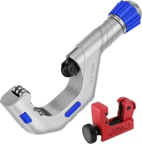 Ct670 Flexzion Tub Cut 128 Copper Pipe Cutter Set - Heavy Duty Tubing Tool 1/4 Inch 2 3/4 With Mini