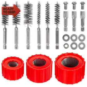Granatan 744110830361 9pcs Copper Pipe Cleaner Set For Power Drill 1/2 Inch 3/4 1 Tube Brush And 6pcs S
