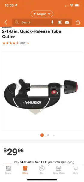 089-212 Husky 2 1/8 Inch Quick Release Tube Cutter