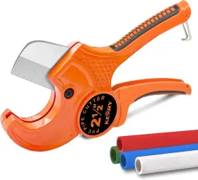 202404 Kerry Pvc Pipe Cutter Up To 2-1/2 Inch Ratcheting Heavy-duty Pex Orange