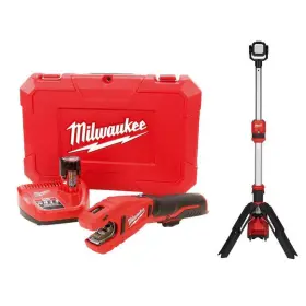 2471-21-2132-20 Milwaukee Cordless Copper Tubing Cutter Kit 12v Li-ion With M12 Rocket Stand Light
