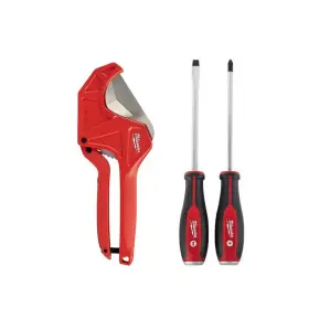 48-22-4215-48-22-2702 Milwaukee 2-3/8 Inch Ratcheting Pvc Pipe Cutter With 2pc Screwdriver Set 3-pc