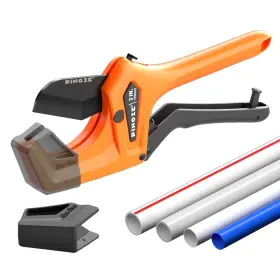 Pinoze 754932052353 Pvc Pipe Cutter - 3 Inch Max Opening Heavy-duty Ratchet Tool Wit