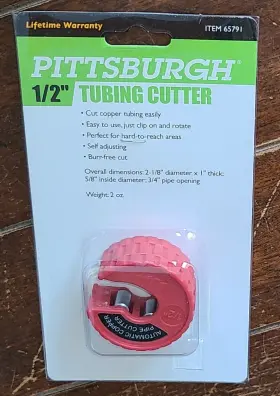 65791 Pittsburgh Self Adjusting 1/2 Inch Tubing Cutter #65791