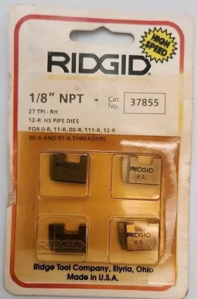 37855 Ridgid 1/8 Inch Npt 12r High Speed Pipe Die Set 27 Tpi Rh New