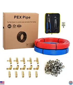 B082rq6vdn Ridgid 3/4 Inch Pex-b Tubing 200ft Red And Blue Crimper Cutter Brass Fittings Clamps