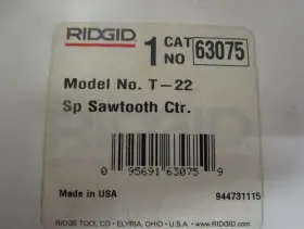 63075 Ridgid Tool Company T-22 3-inch Spiral Sawtooth Cutter For Sectional Cable Tools