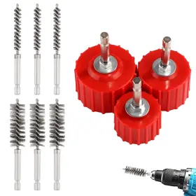 Tinoaly 445012286289 9pcs Copper Pipe Cleaner Set For Power Drill Include 1/2 Inch 3/4 1 Tube Brush An