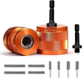Vachan 735167579259 1/2 Inch And 3/4 Copper Pipe Cleaner Set For Drill With 1/4 Hex Shank 8 Brush Bla