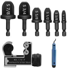 It0381-mdus Wadeo It0379 It0380 Copper Pipe Cutter Expander Drill Bit Tools Set Swaging Hvac Deburring Kit For C
