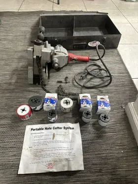 3092 Wheeler-rex Portable Pipe Hole Cutter System With Milwaukee Drill