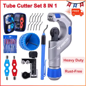 Wisscool 014894924292 Tube Cutter Set 8 In 1 Heavy Duty Pipe 1/8 - 2 Inch Mini