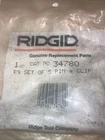 Ridgid 34780 Pin And Clip SET,PK5 25WZ79 New. Price: $20.50.