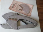 Ridgid Plastic Pipe Pvc Cutter 1/8" 1-1/2" 3-38MM, Model 138 With New Blade Used. Price: $64.99.