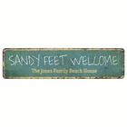 Sandy Feet Welcome Jones Family Beach House Vintage Teal Metal Sign Wall Decor New. Price: $11.89.