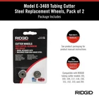 Ridgid 41317 Pipe & Tube Cutter Replacement Wheels 2-PACK E-3469 New. Price: $33.99.